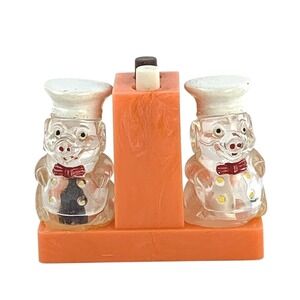 Vintage Pig Chef Salt Pepper Shakers Kitchen Decor Set 1960s